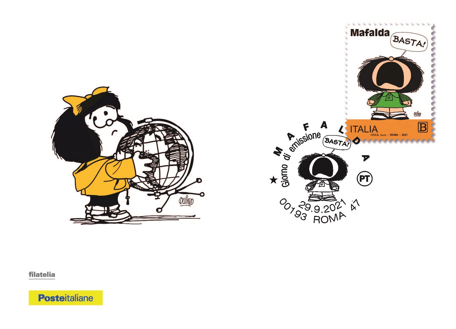 Ricordando Quino: un francobollo per Mafalda
